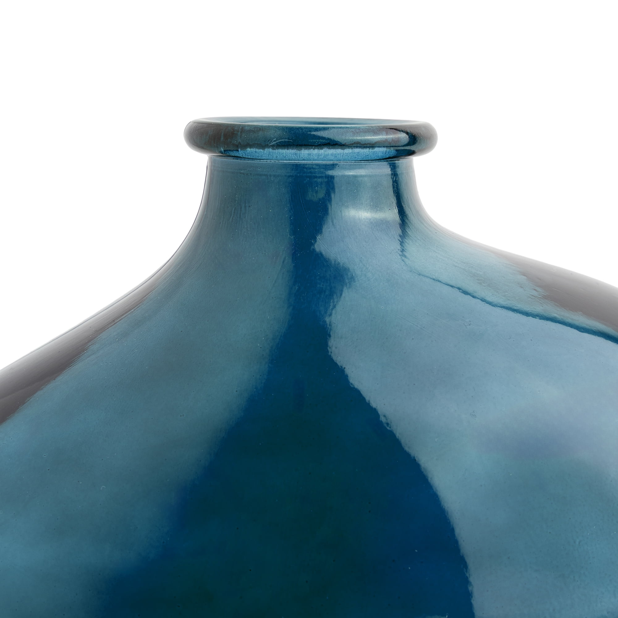 Mainstays Corsair Blue Glass Decorative Vase, 7.3 in