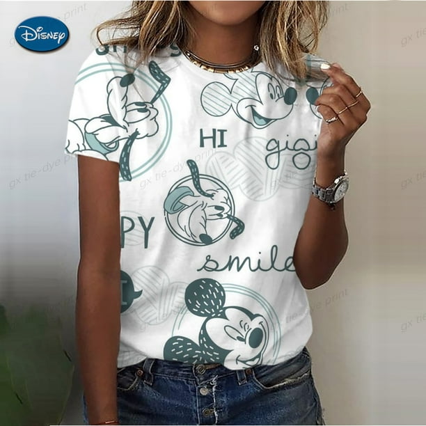 Disney Minnie Print Anime Summer Top Tshirt Femen Print White T Shirt Anime Mickey Mouse T Shirt Top Tees Graphic Aesthetickids-150 Gao Jinjia LED