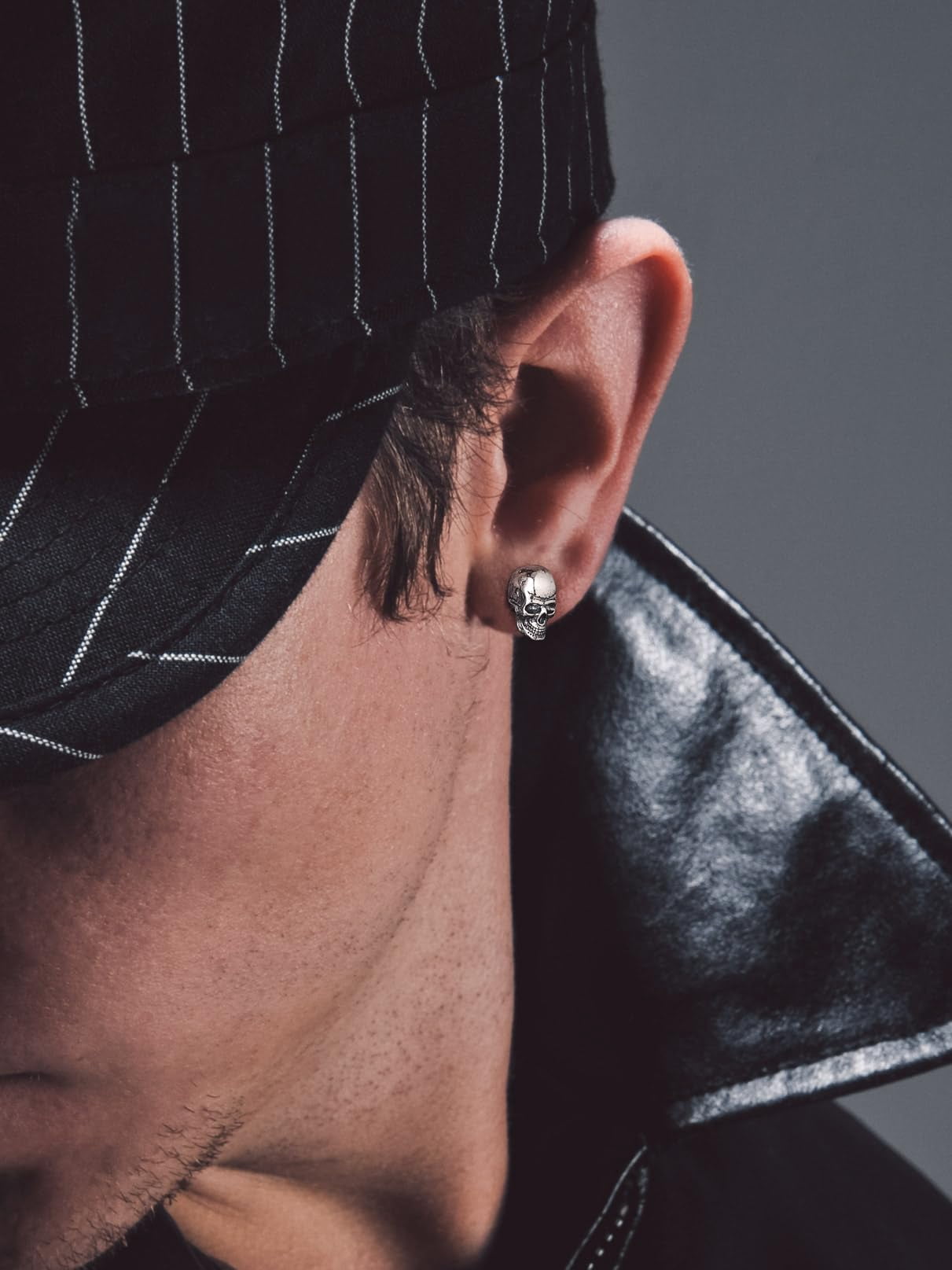 Bandmax Skull Stud Earrings for Women Men 925 Sterling Silver Stud Earrings Gothic Skull Punk Skeleton Ear Studs for Halloween Gift