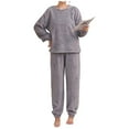 thumbnail image 2 of Vetsdori Long Sleeve Pajamas Sets for Women Casual Nightwear Soft Flannel Sleepwear 2 Pieces,Trendy Fleece Womens Pajamas Homewear, 2 of 5