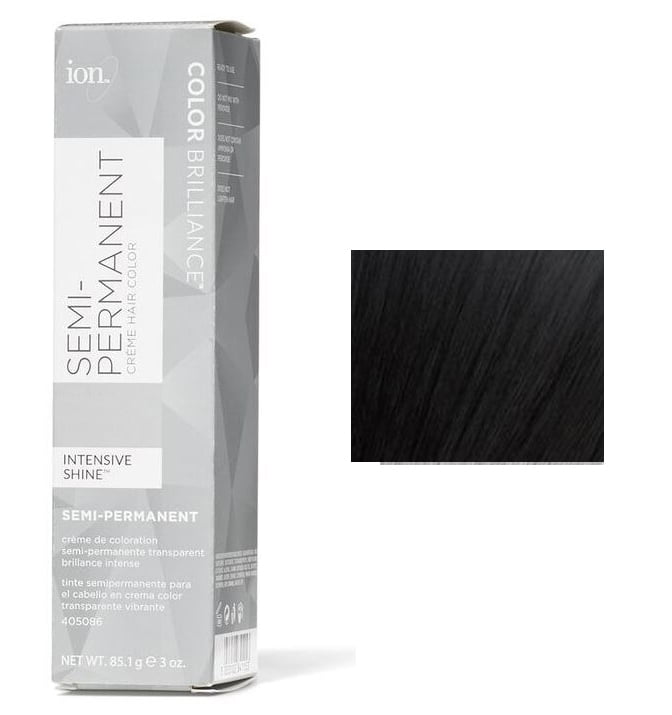 Ion Color Brilliance Semi-Permanent Creme Hair Color - 3 oz (Blackest  Black) 