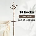thumbnail image 2 of Wooden coat rack freestanding, 10 Hooks Coat Tree stand for Entryway, Solid Wood Standing Coat racks,  Vintage heavy duty coat rack, 2 of 6