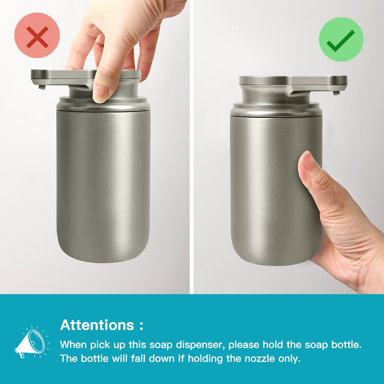 LAOPAO Automatic Soap Dispenser Touchless, Stainless Steel Rechargeable Foaming Soap Dispenser for Kitchen & Bathroom, Hands-Free Automatic Foaming Soap Dispenser, Xmas Gift, 10oz