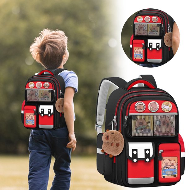 Mochila Con Capibara De Gran Capacidad Para Estudiantes De Secundaria Resistente Y Fácil De Limpiar Diseño Ergonómico Para La Espalda