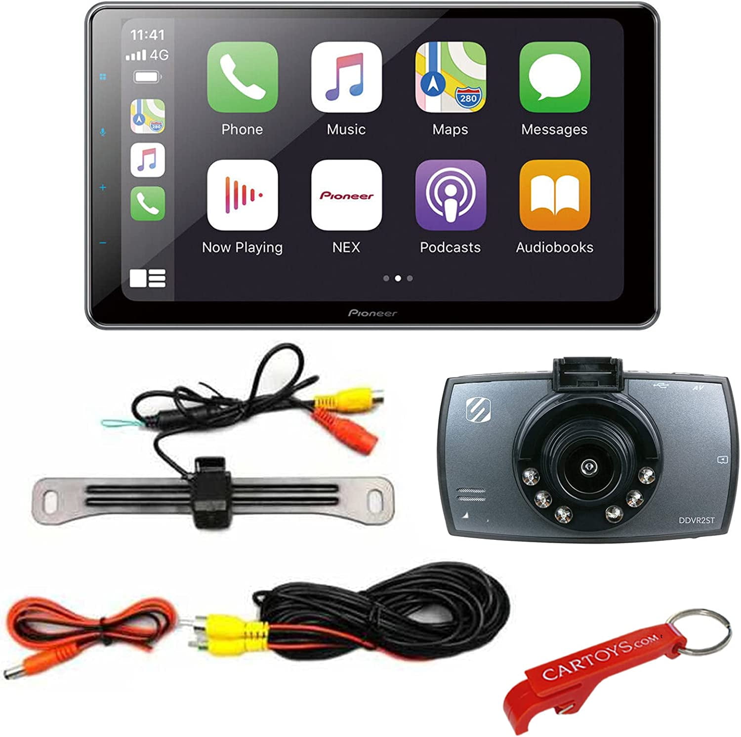 Verzorger Weg Ga terug Pioneer DMH-WT86NEX 1-DIN 10.1" Wireless Apple CarPlay/Android Auto Car  Stereo Bundle w 1080p Dash Cam & Backup Camera. Maestro & SiriusXM Ready,  AM/FM, HD Radio, Adjustable Angle Floating Touchscreen - Walmart.com