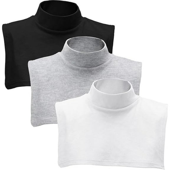 3-Pack Detachable Mock Turtleneck Collars, Cotton-Spandex Blend, Comfort Fit Layering Essentials for Women & Men, All-Season Wardrobe Solution