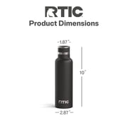 RTIC 20 oz Ceramic Lined Insulated Journey Water Bottle, Leak-Proof Lid, Black