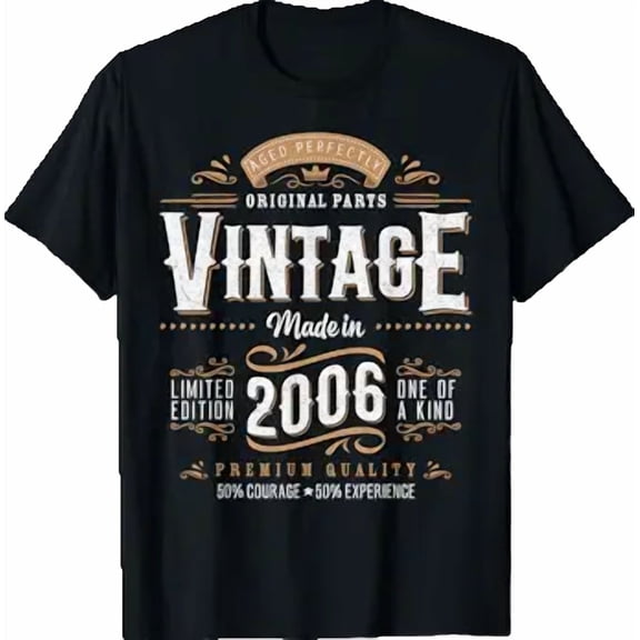 Vintage 2006 Label 20th Birthday Gift Men Women 20 Year Old T-Shirt