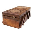 thumbnail image 6 of Jewellery Box for Women Wooden Flip Flap Flower Carved Design Handmade Gift, 8 inches, 6 of 6