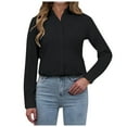 thumbnail image 1 of Women Stain Shield Dress Shirts Wrinkle Long Sleeve Solid Button Down Polyester Spandex Work Business, 1 of 4