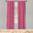 thumbnail image 3 of Ambesonne Floral Curtains, Repetitive Lilac Flowers Art, Pair of 28"x84", Pale Fuchsia and Marigold, 3 of 5