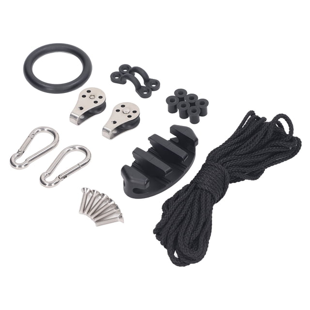 Kayak Anchor Rope Trolley Kit, Boat Anchor Line Nylon Ring Steel Thimble Firm Fixing for Fishing
