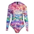thumbnail image 4 of Bathing Suit for Women Scale Print High Neck Long Sleeve Swimsuit Athletic Rash Guard Sun Protection Performance Swimwear for Swimming, 4 of 4