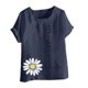 thumbnail image 4 of Vestidos Casuales Para Mujer, Blusas De Mujer De Moda Blusa informal de lino con botones y manga corta estampada para mujer, 4 of 4