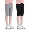 thumbnail image 4 of URMAGIC 2 Pack Toddler Girls Skinny Stretch Athletic Leggings Little Kids High Waisted Yoga Pants Knee Length 4-13 Years, 4 of 16