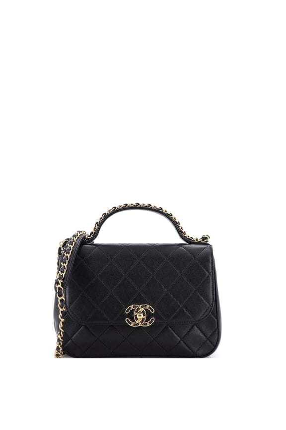 Pre-Owned Chain Infinity Top Handle Bag Quilted Calfskin Mini By Rebag