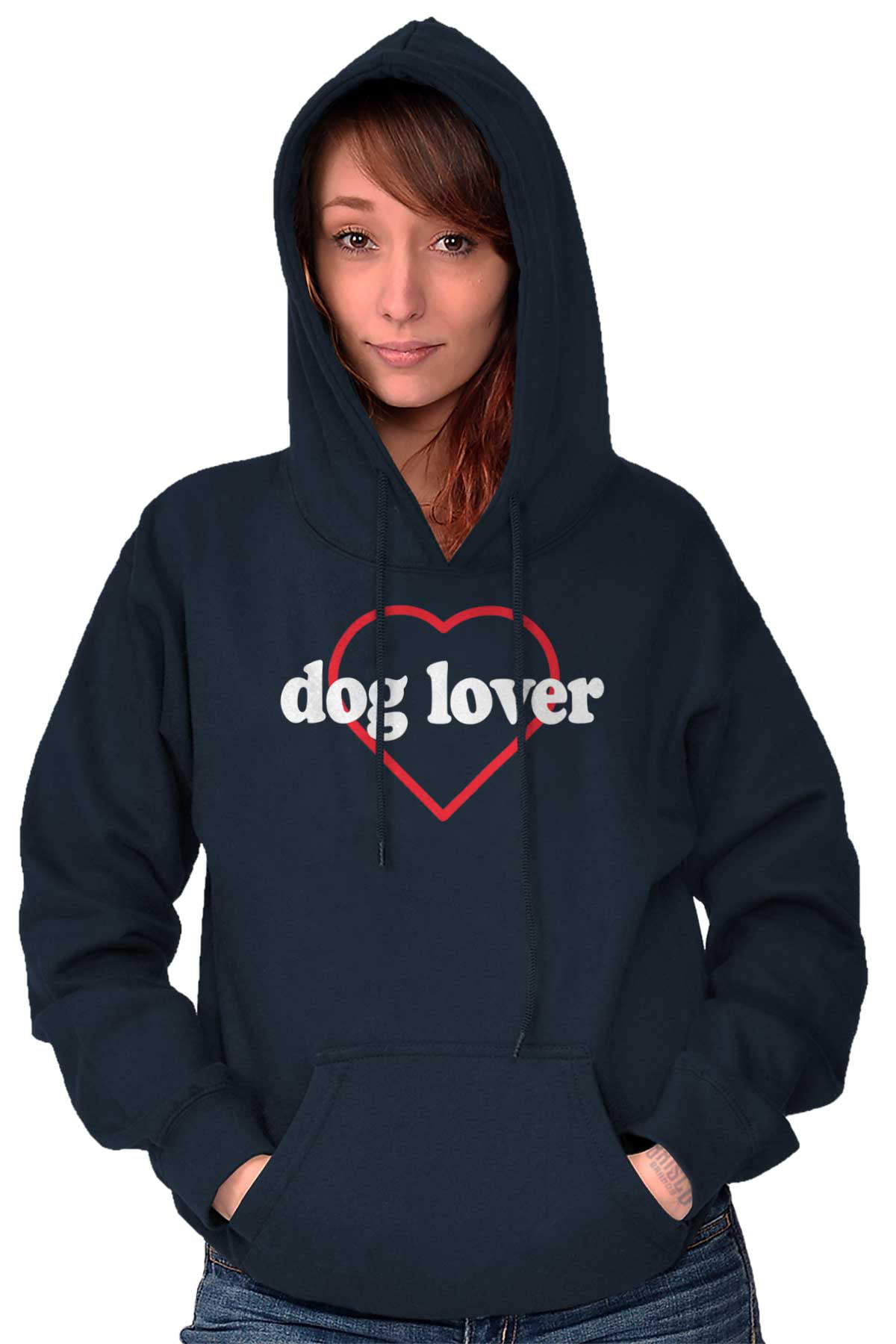 Animal Womens Hooded Pullover Sweatshirt Dog Lover Heart Pet Lady Owner  Adopt 