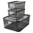 thumbnail image 2 of Set de 3 Cajas de Almacenamiento con Tapa | Plástico Resistente, Transparente Verde y Diseño Apilable con Asas para Organización del Hogar u Oficina, 2 of 5