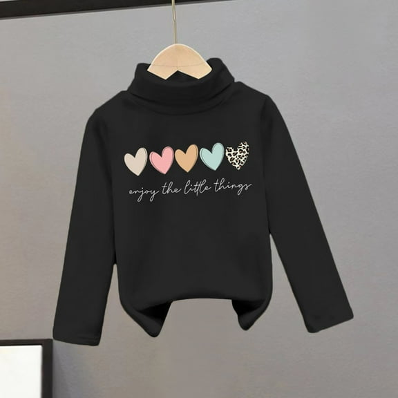 SGFCWSX Girls Crew Neck Sweatshirt Oversized Print Pullover Top Kids Fleece Lined Soft Sweatshirts Black Size 8 Years