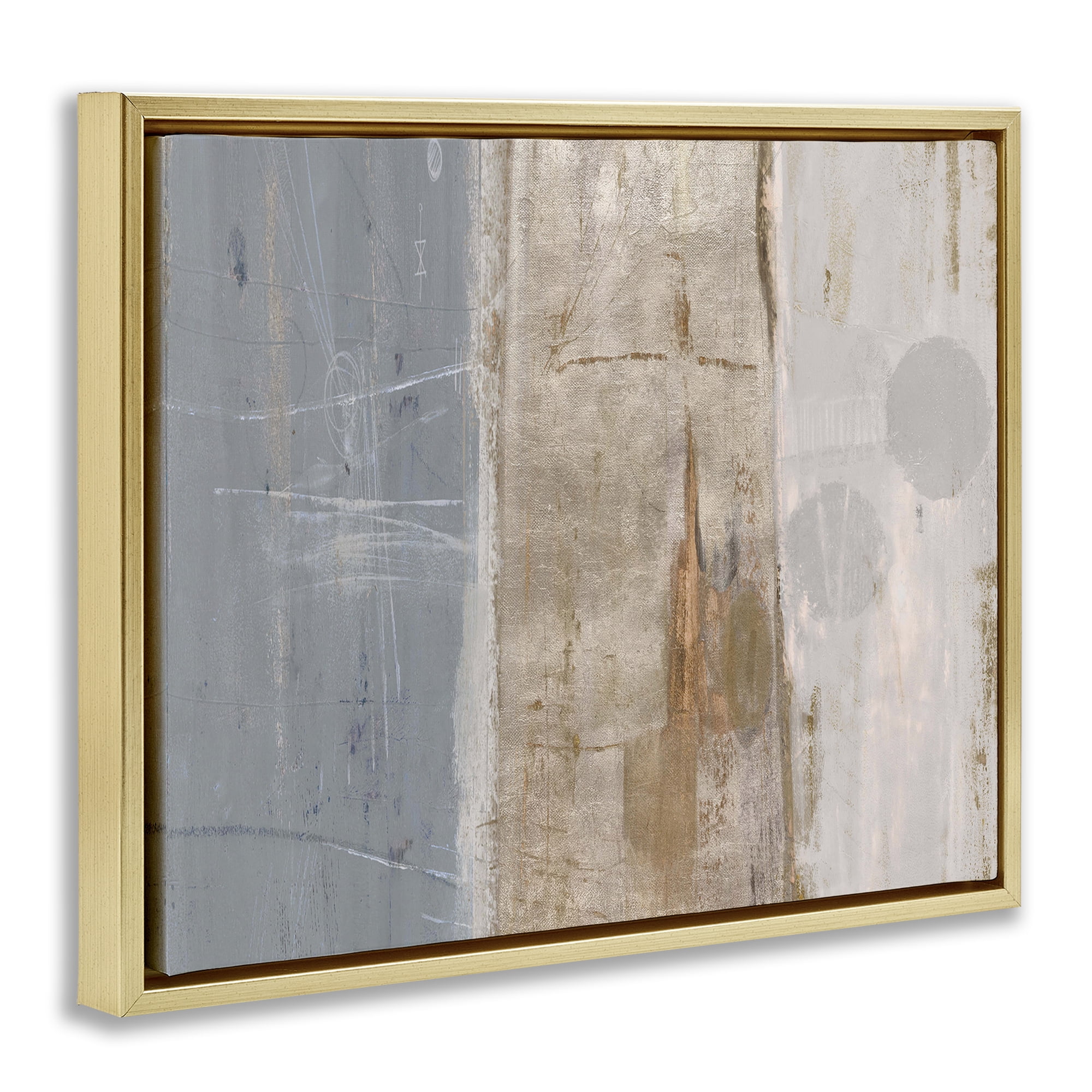 Stupell Industries Tunnel Vision Abstraction Abstract Painting Gold Floater Framed Canvas Art Print Wall Art, 31 x 25