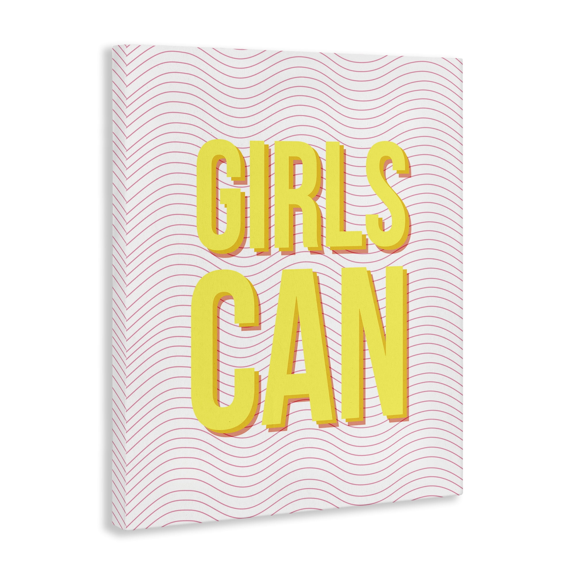 Stupell Industries Inspiring Girls Can Typography Painting Gallery Wrapped Canvas Art Print Wall Art, 24 x 30