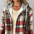 thumbnail image 6 of Enjoytime Zip Up Jackets for Women Plaid Printed Long Sleeve Hooded Coat Fashion Warm Casual Fall Winter Outerwear, 6 of 7