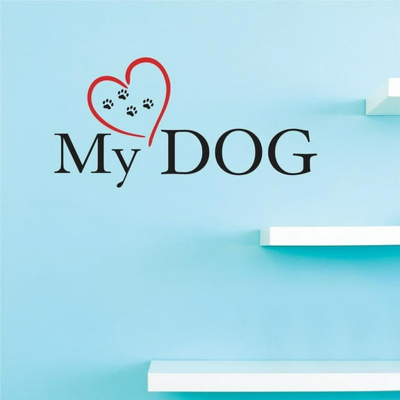 Custom Decals My dog Wall Art Size: 14 Inches x 28 Inches Color: Multi