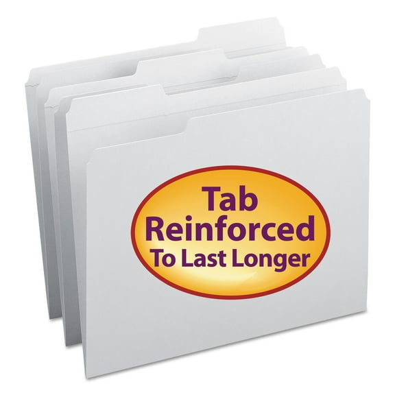 Reinforced Top Tab Colored File Folders, 1/3-Cut Tabs: Assorted, Letter Size, 0.75" Expansion, White, 100/Box