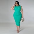 thumbnail image 2 of AURA Women Plus Size Sleeveless Bodycon Dress High Waist Midi Casual Elegant Summer Dress, 2 of 7