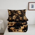 thumbnail image 5 of Homewish Spooky Halloween Skull Twin Comforter Sets,Baroque Goth Floral Bedding Set,Golden,Black Reversible,2-Piece,1 Comforter and 1 Pillowcase, 5 of 7