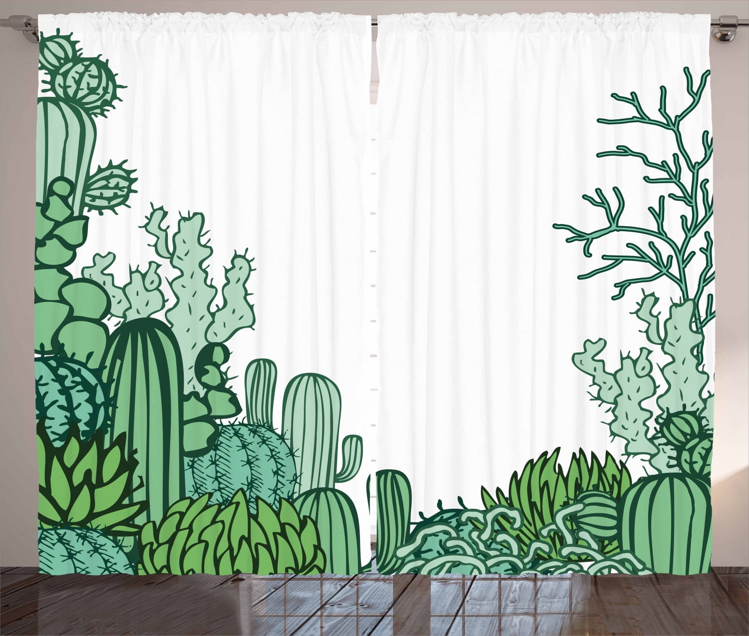Cactus Curtains 2 Panels Set, Arizona Desert Themed Doodle Cactus ...