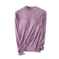 thumbnail image 5 of biudgviw Pajama Tops for Women Modal Crew Neck Long Sleeve Sleep Shirts Built in Bra Ultra Soft Slim Fit Lounge Tops Blouses, 5 of 6