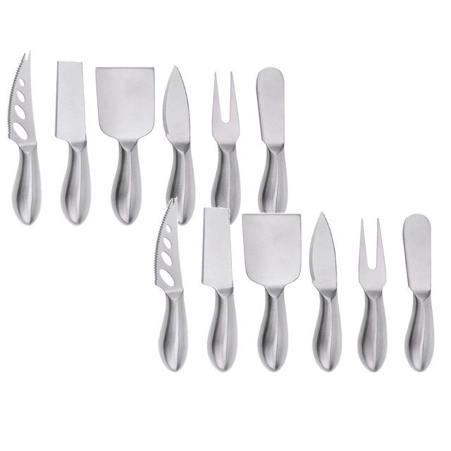 Oleegame 2PC Kitchen Utensils Set Six Piece Stainless Steel Cheese Set Cheesecake Fork Sharp Cutter Multifunctional Suitable For Baking Tools Silver