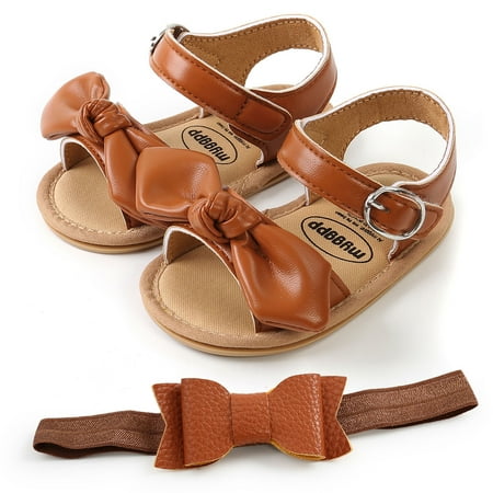 

EGNMCR Toddler Shoes Baby Girls Cute Fashion Cotton Flowers Non-slip Soft Bottom Sandals Headdress Set Christmas Halloween - Baby Days savings event