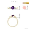 thumbnail image 5 of ANGARA Natural Classic Amethyst and Diamond Three Stone Engagement Ring in 14K Yellow Gold for Women (Size-6mm) | February Birthstone, Anniversary, Jewelry Gift for Women | Natural Amethyst Ring, 5 of 9