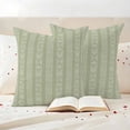 thumbnail image 3 of Sage Green Striped Outdoor Waterproof Pillow Covers, Modern Abstract Art Geometric Stripes Decorative Square Throw Pillowcase Sofa Cushion Sham for Patio/Couch/Chair, 26"x26" 2 Pack, 3 of 8