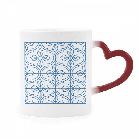 

Blue Talavera Decorative Pattern Ilustration Heat Sensitive Mug Red Color Changing Stoneware Cup