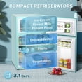 thumbnail image 2 of Auseo Two Door Mini Fridge 3.1Cu.ft 115 Volt 60 Hz Low Noise Adjustable Temperature Suitable for Kitchen Living Room Office and Dormitory Green, 2 of 8