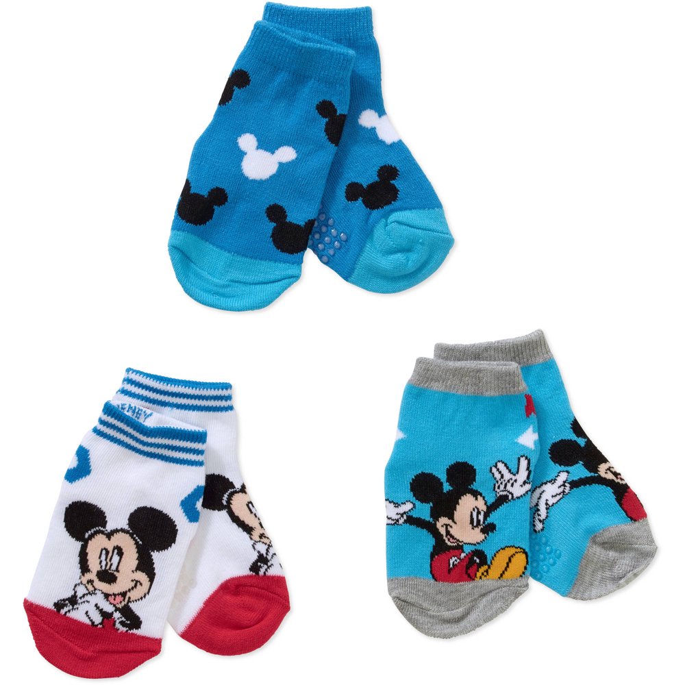 Mickey Mouse Clubhouse Toddler Baby Boy Quarter Socks, 3Pack