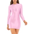 thumbnail image 3 of DPOIS Women's Shiny Oil Sheer Mini Dress Tight Pencil Dress, 3 of 7