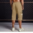 thumbnail image 5 of Nestiefly Men's Casual Drawstring Capri Cargo Pants, 3/4 Length Long Drawstring Stretch Elastic Waist Shorts Below Knee Earthy Yellow 2XL, 5 of 5