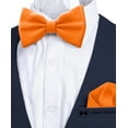 thumbnail image 4 of Boy's Burn Pumpkin Bow Tie with Handkerchief Pre-Tied Style Formal Satin Classic Bowtie for Tuxedo Faux Silk, by Adam Young (Medium, Orange), 4 of 5