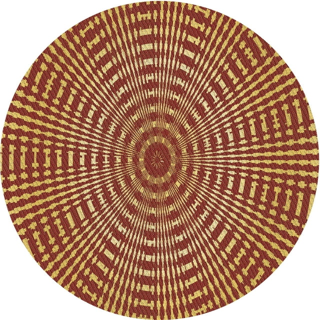 Ahgly Company Tapis d'Intérieur Rond Lavable en Machine Jaune Transitionnel, 4 Pieds Rond