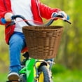 thumbnail image 1 of Cesta de bicicleta infantil trenzada con correas para bicicletas infantiles, triciclos Marron oscuro, 1 of 8