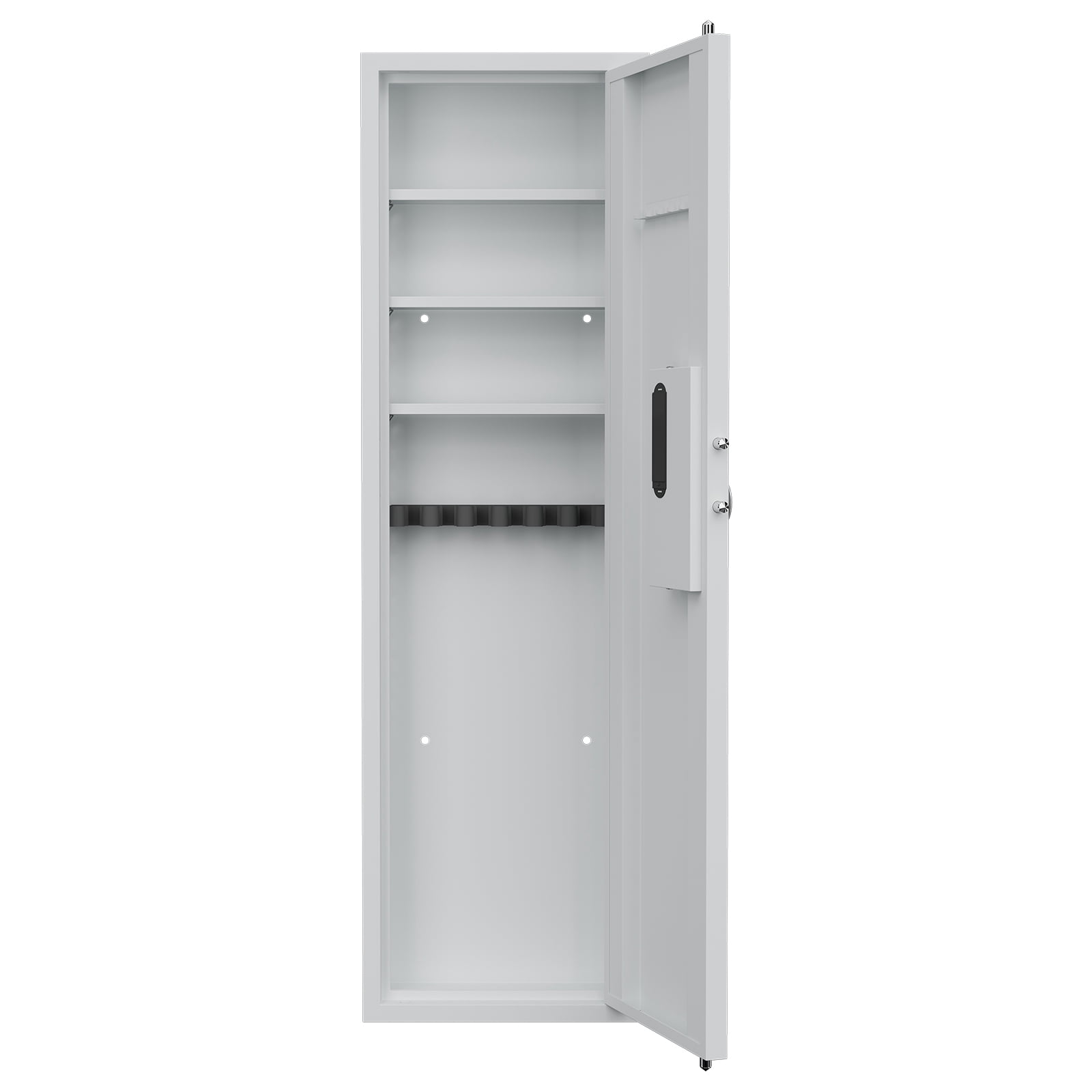 53" Fingerprint Touch Panel In-Wall Safe,Hidden Wall Gun Safe for Rifles with Adjustable Shelves,Assembled Storage Multifunctional Wall Safe for Firearm and Valuables (White-Fingerprint) 17765