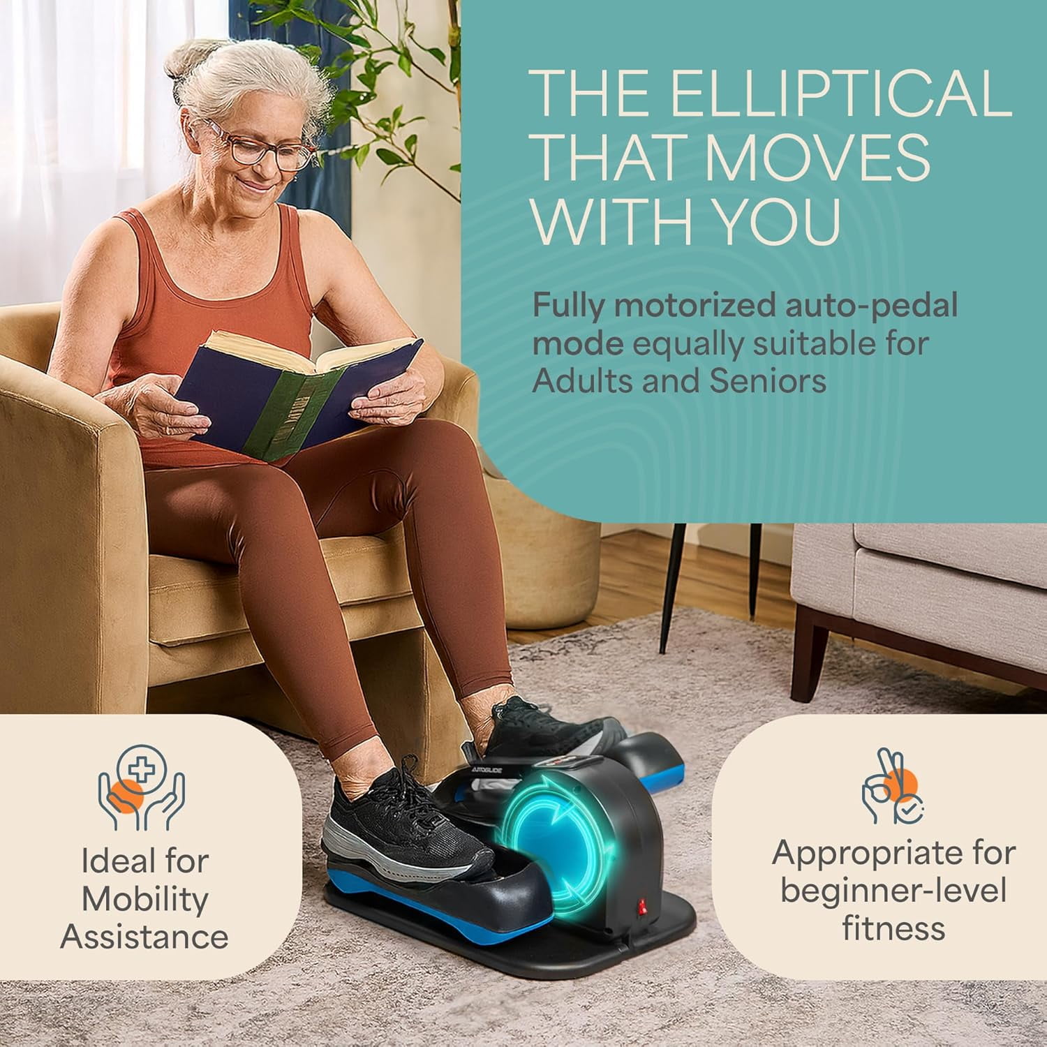 LifePro Under Desk Elliptical Exercise Machine – Seated Pedal Exerciser & Foot Pedal Exercise Machine for Seniors & Adults – Quiet, Portable Ellipse Leg Exerciser for Home or Office