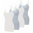 thumbnail image 2 of SAYFUT 4 Pack Mixed Colors, Women Long Camisole Tank Tops Blend Fit Basic Cami Top W/ Straps, 2 of 7