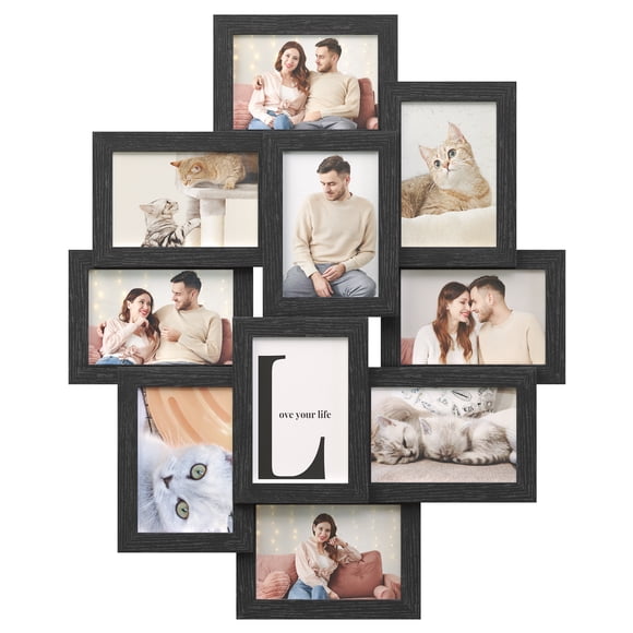 SONGMICS Collage Picture Frames for 10 Photos, 4 x 6 Inches, Assembly Required, Black