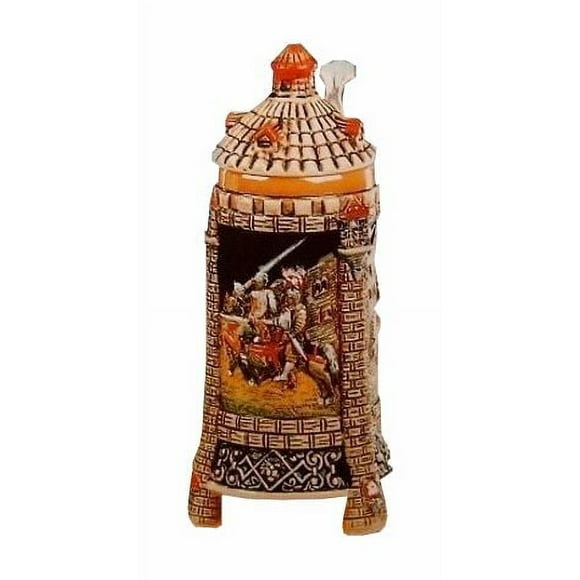 German Beer Stein 3-Legged Stein, medieval knights 0.5 liter tankard, beer mug