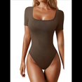 thumbnail image 1 of Body de Dos Piezas para Mujer, de una Pieza, Acanalado, con Cuello Cuadrado y Corta. Color Café L, 1 of 8